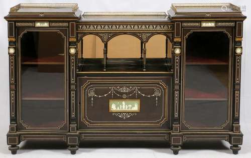 ENGLISH EBONIZED CURIO CREDENZA