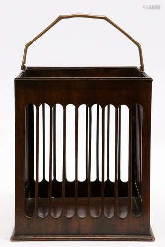 ENGLISH MAHOGANY BASKET, 19TH C., H 12