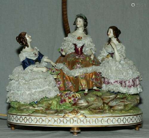 DRESDEN PORCELAIN FIGURAL GROUP NOW A LAMP