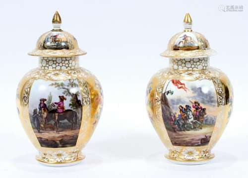 AUGUSTUS REX PORCELAIN COVERED URNS