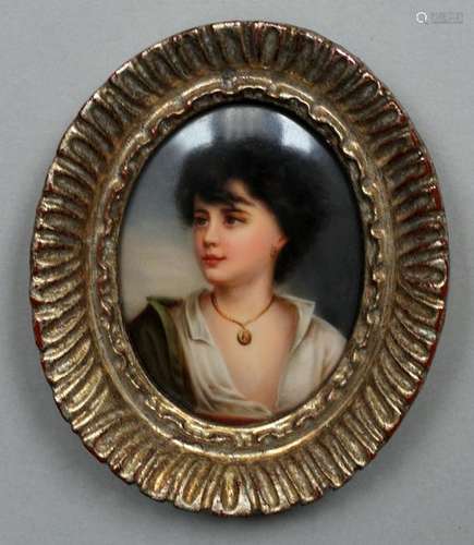 GERMAN HAND-PAINTED PORCELAIN PLAQUE, C. 1880