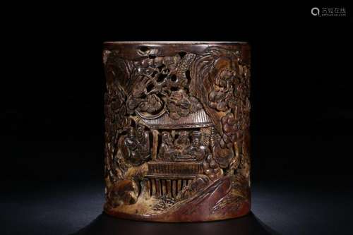 Chinese Bamboo Carved Brushpot,Mark