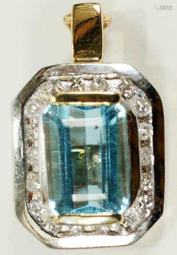 TOPAZ & DIAMOND, WHITE & YELLOW GOLD PENDANT