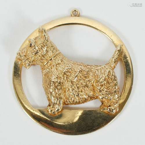 14KT YELLOW GOLD ROUND SCOTTIE DOG CHARM