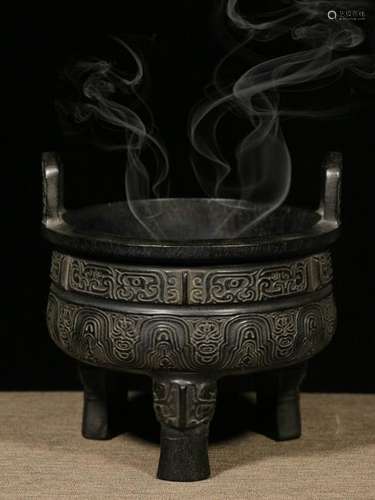 Republican Chinese Zitan Wood Tripod Burner