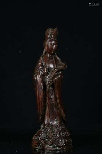 Republican Chinese Mahogany Wood Guanyin