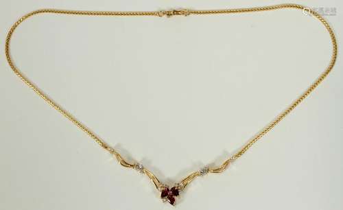 RUBY DIAMOND GOLD VINTAGE NECKLACE