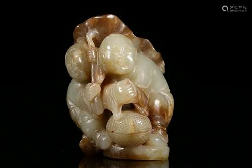 Ming Chinese Jade Carved 2 Boys