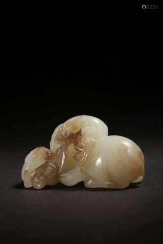 Chinese Hetian Jade Carved Goat