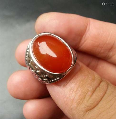 Chinese Ring w Red Stone