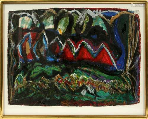 MICHAEL PHILIPS OIL PASTEL ON PAPER, 1983