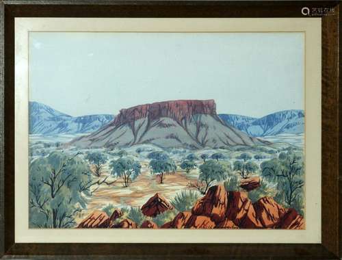 KEITH  NAMATJIRA WATERCOLOR MOUNTAIN LANDSCAPE