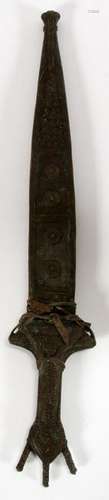 NIGERIAN BRONZE DAGGER IN SHEATH, L 24