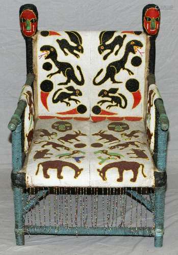 AFRICAN YORUBA BEADED THRONE CHAIR, NIGERIA