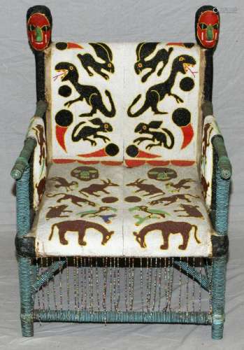 AFRICAN YORUBA BEADED THRONE CHAIR, NIGERIA