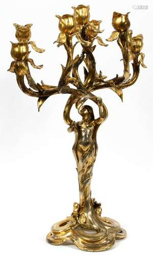 A. JERREN GILT BRONZE CANDELABRUM, C. 1895