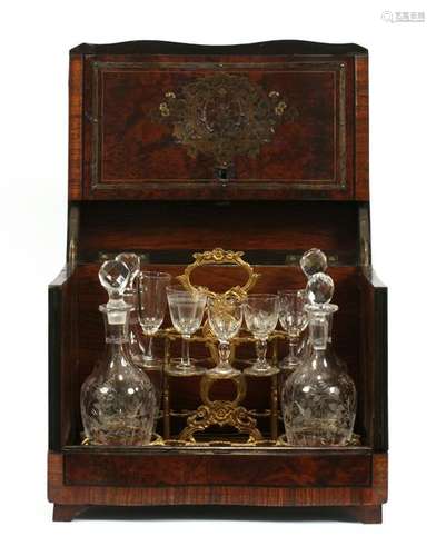 FRENCH BOULLE TANTALUS SET, 19TH.C.