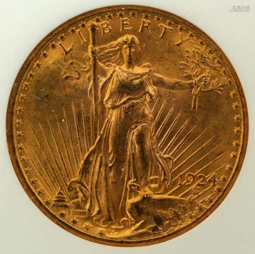 U.S. $20.DOLLAR GOLD COIN 1924 STANDING LIBERTY