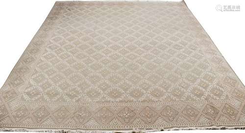 MODERN BEIGE WOOL CARPET, W 11' 8