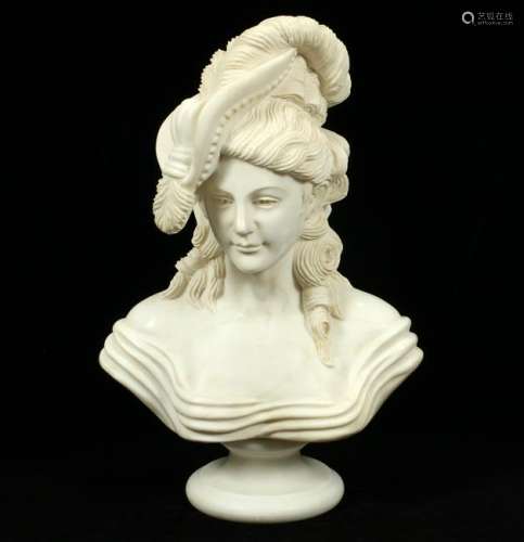 WHITE MARBLE BUST OF A LADY, H 23