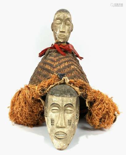 AFRICAN POLYCHROME & CARVED WOOD TRIBAL HEADDRESS