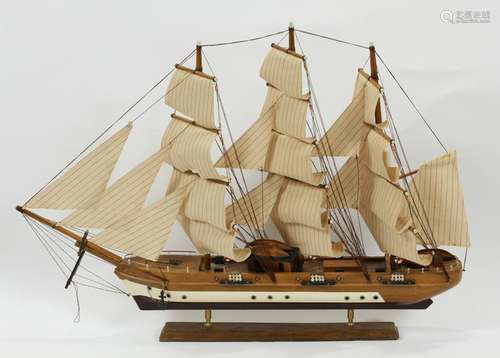 THREE MASTED WOOD SHIP MODEL, H 24