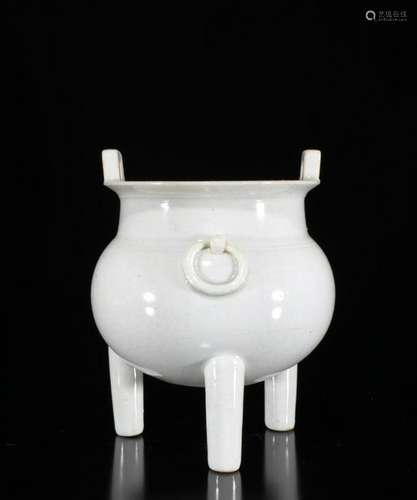 Chinese White Glazed Tripod Porcelain Censer