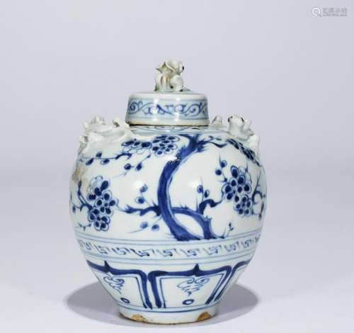 Chinese Blue and White Porcelain Lid Jar