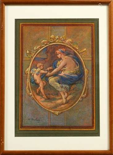 WALTER SHIRLAW PASTEL ON BOARD, CUPID