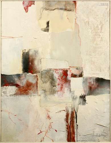 LAZLO DUS MIXED MEDIA 1983 'PALLID LANDSCAPE'