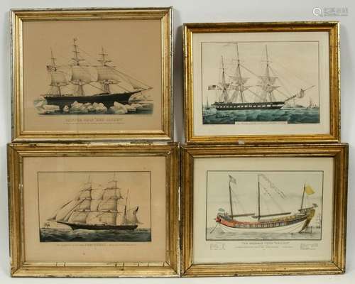 CURRIER & IVES LITHOGRAPHS ON PAPER, 4 PCS