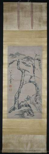 Chinese Ink Color Scroll Painting,Mark