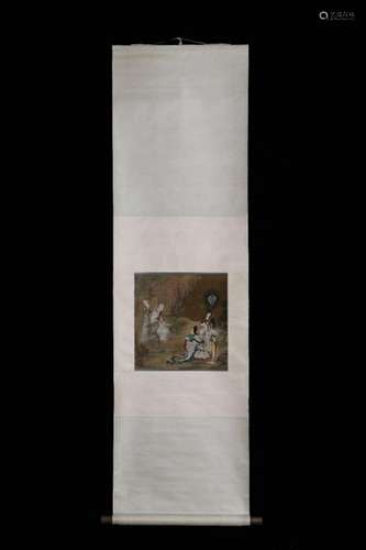 Chinese Ink&Color Scroll Painting,Signed