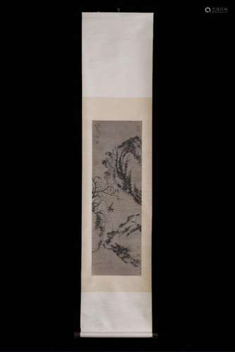 Chinese Ink&Color Scroll Painting,Signed