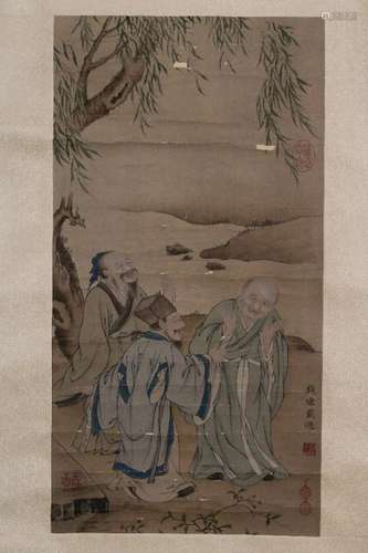 Chinese Ink&Color Scroll Painting,Signed