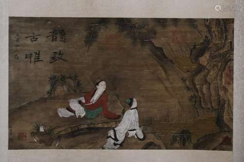 Chinese Ink&Color Scroll Painting,Signed