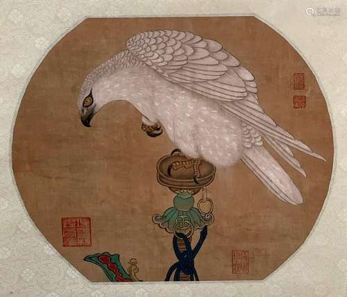 Chinese Ink Color Scroll Fan Painting,Mark