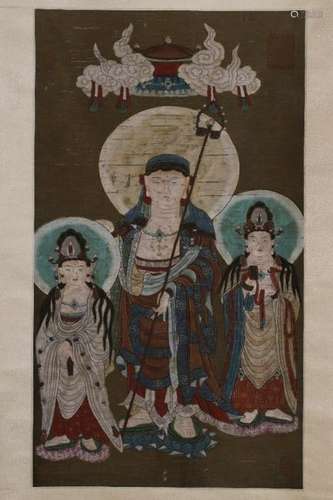 Chinese Ink&Color Scroll Painting,Signed