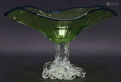 HANDBLOWN GLASS  TAZZA, H 8.5