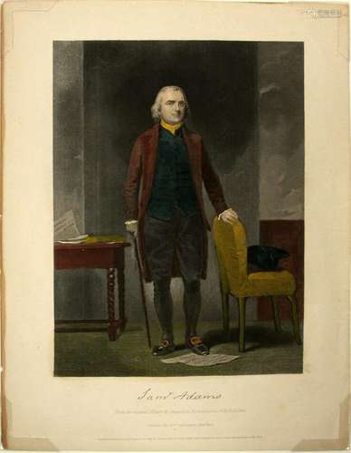 JOHNSON, FRY & CO. COLORED ENGRAVING SAMUEL ADAMS