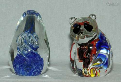 ART GLASS PAPERWEIGHTS, 2 PCS