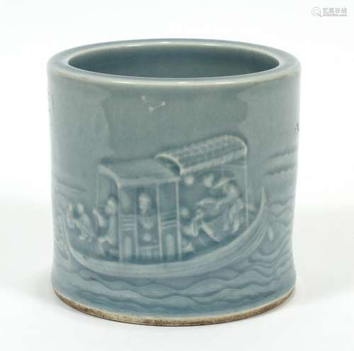 CHINESE PORCELAIN BRUSH POT, H 4.5