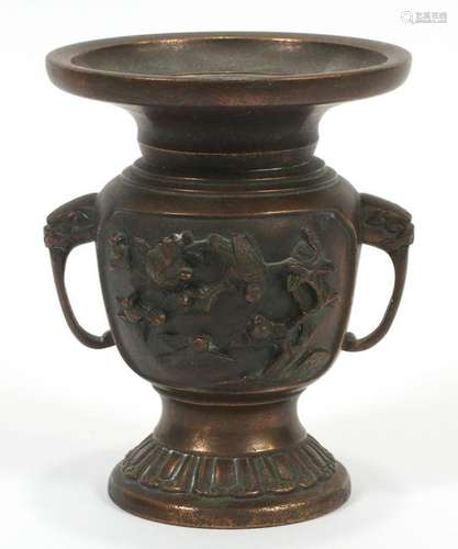 CHINESE BRONZE HANDMADE VASE, 19TH C.