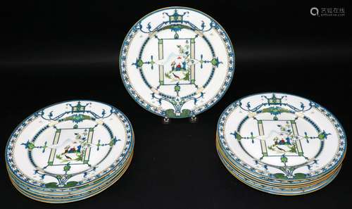 ROYAL WORCESTER, CHINOISERIE PLATES, 12, D 9