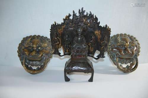 19 th C Pair Of Old BRASS CHINESE DOOR KNOCKER