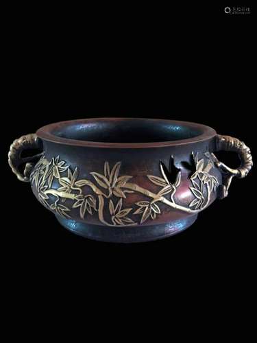 Chinese Gilt Bronze Censer,Mark