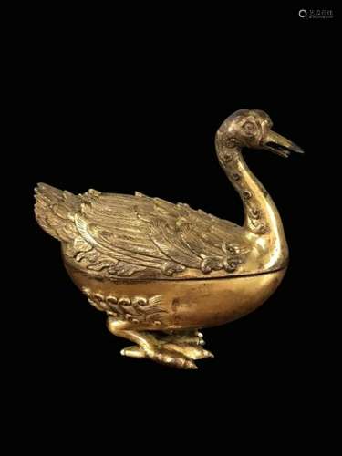 Chinese Gilt Bronze Duck