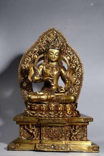 Qing Chinese Gilt Bronze Buddha