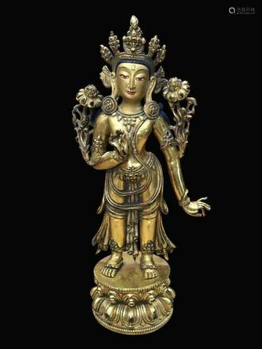 Chinese Gilt Bronze Guanyin