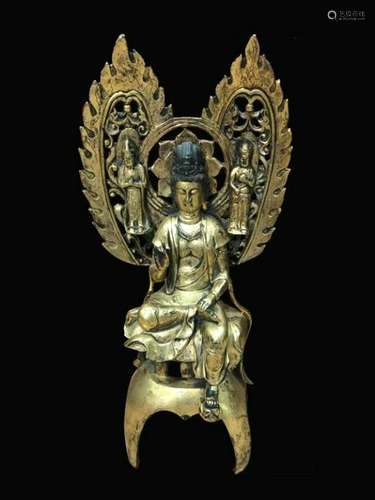 Chinese Gilt Bronze Guanyin